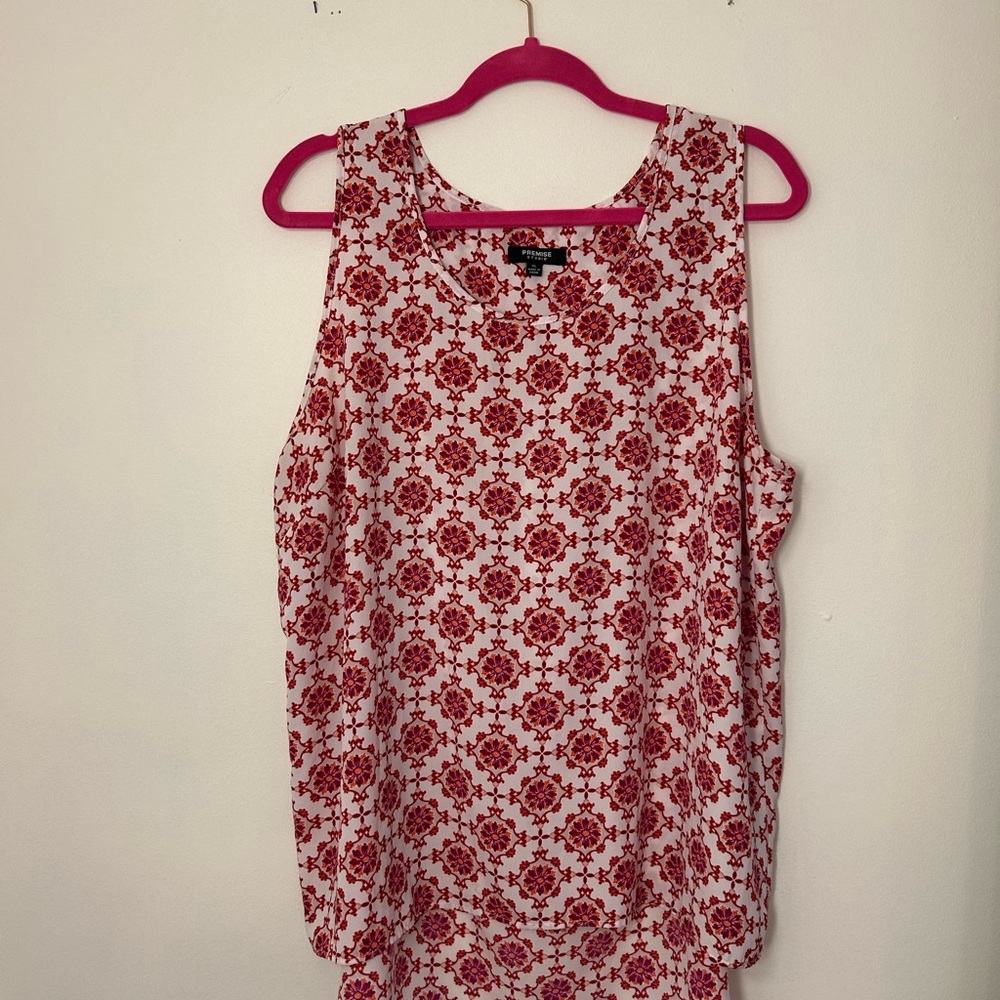 Premise Pink and White Floral Tank Top